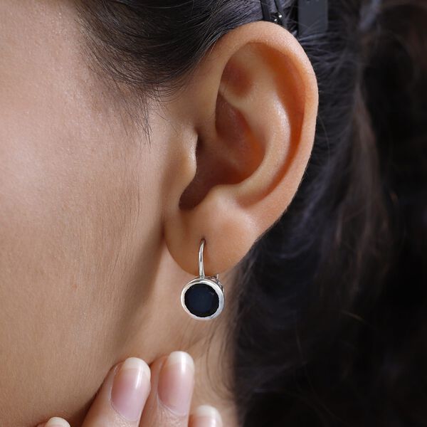 Solit&auml;r Drop schwarze Turmalin-Ohrringe image number 3