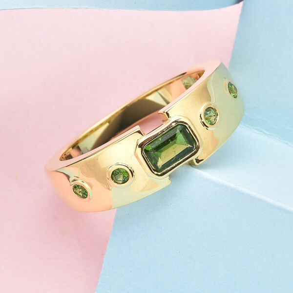 Natürlicher Chromdiopsid Ring 925 Silber vergoldet  ca. 0,35 ct image number 2