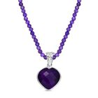 D'joy Afrikanischer Amethyst Anhänger mit Kette (ca. 45 cm + 5 cm Extender), 925 Silber rhodiniert ca. 41,50 ct.