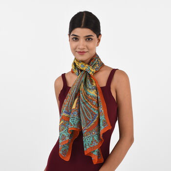 100% Natur Seide, Designer Schal, 50x160 cm, Dunkelrot