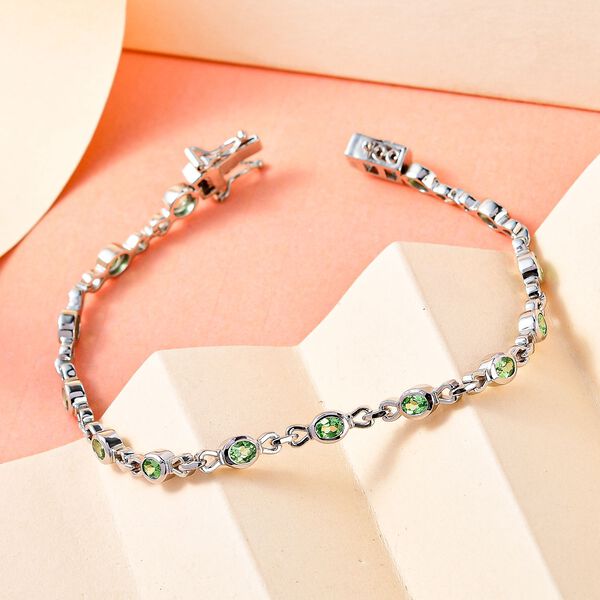 Nat&uuml;rliches Merelani Mint-Granat Armband, ca. 19 cm, 925 Silber platiniert ca. 2.60 ct image number 2