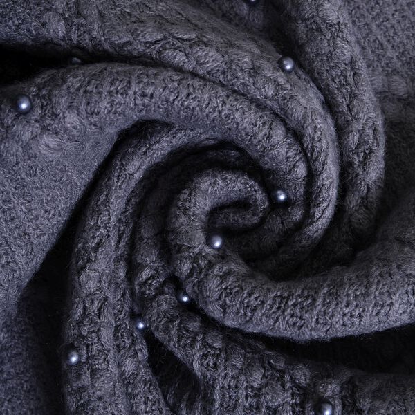 Strickschal mit Quasten und Perlen, Dunkelgrau image number 3