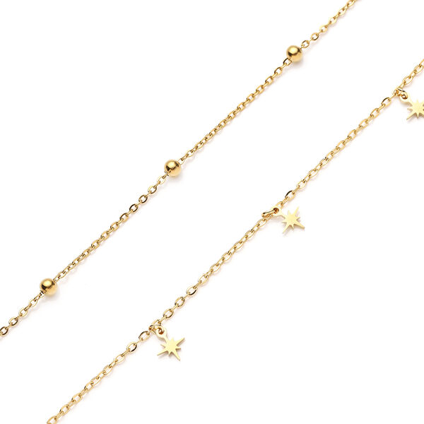 2-lagige Halskette, ca. 36 cm, Edelstahl IP-Gold image number 3