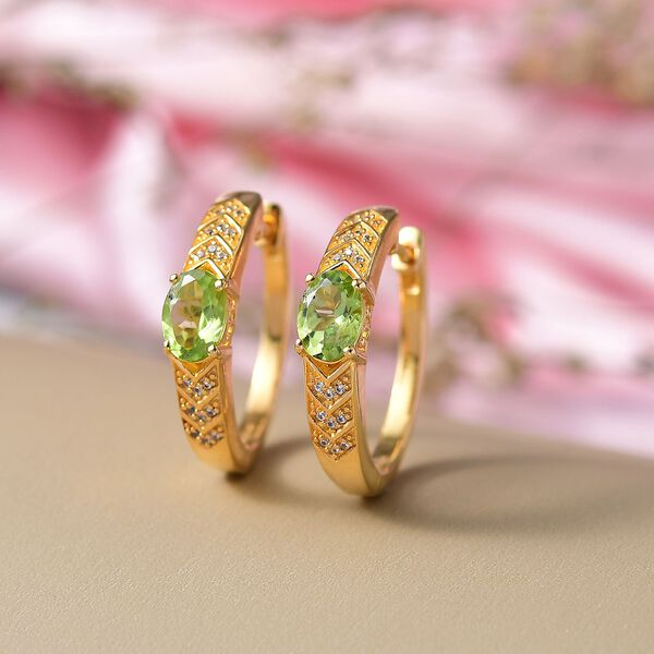 EVER TRUE Peridot, Weißer Zirkon Ohrringe Nickelfreies Messing, Goldfarben, ca. 1,76 ct. image number 1