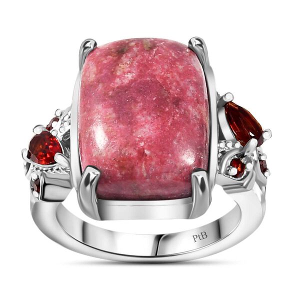 AA Norwegischer Thulit, Roter Granat Ring Silberfarben (Gr&ouml;&szlig;e 19.00) ca. 13.30 ct image number 4