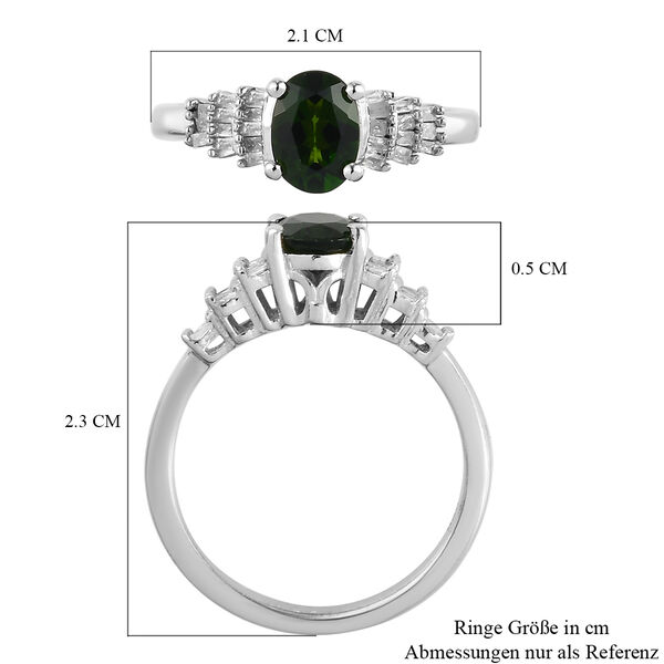 Nat&uuml;rlicher Chromdiopsid und Diamant Ring 925 Silber platiniert  ca. 1,08 ct image number 7