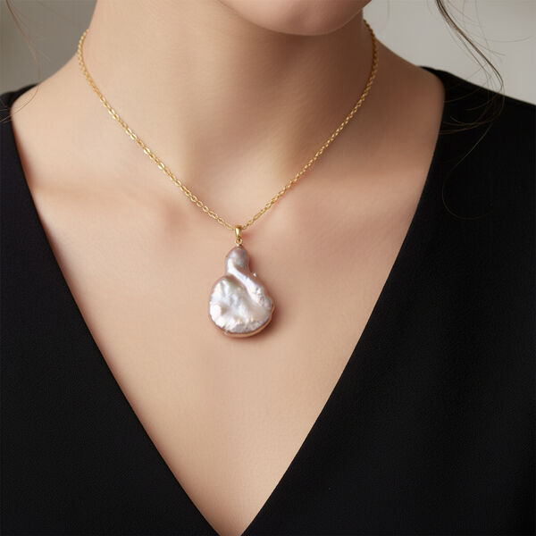 AAA Mehrfarbige Süßwasser Perle Anhänger mit Kette, ca. 50 cm 316L Edelstahl, Goldfarben image number 2