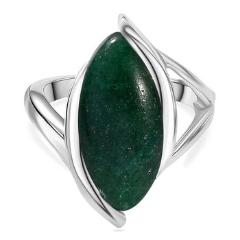 Gr&uuml;ner Aventurin Ring Messing platiniert (Gr&ouml;&szlig;e 17.00) ca. 8,02 ct