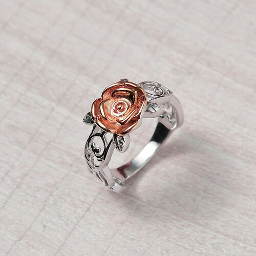 D Joy - Ring mit Überzug aus Roségold und Platin, 925 Silber, (Größe 17.00) ca. 5,26g image number 1