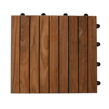 10er-Set Fliesen aus Teakholz, Gr&ouml;&szlig;e 30x30 cm, Braun