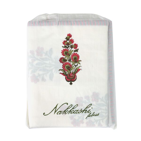 NAKKASHI - Fabrics: Handstempeldruck 100% Muslin-Baumwolle Dohar-Decke, 200x200 cm, Rot Strauch image number 5