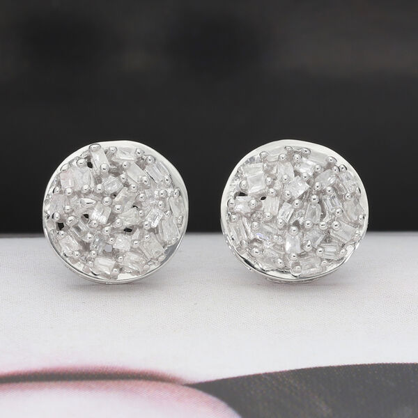 Diamant Cluster-Ohrstecker in Silber image number 5