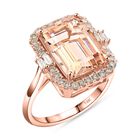 AAA Rosa Morganit, Weißer Diamant Ring 585 Gold (Größe 17.00) ca. 7.85 ct