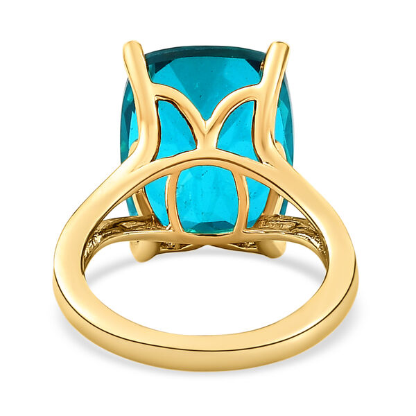 Capri-Blau Triplett Quarz-Ring, 925 Silber vergoldet  ca. 11,06 ct image number 6