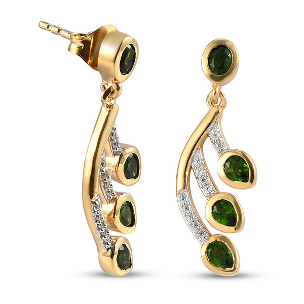 Nat&uuml;rlicher Chromdiopsid Ohrh&auml;nger 925 Silber vergoldet ca. 1,56 ct&nbsp; image number 4