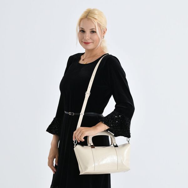 Klassische Leder Crossbody Tasche im Clean Chic Look 27 x 17 x 10 cm Cremewei&szlig; image number 2