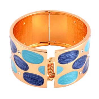 Emailliertes Pebble-Muster-Armreif, Wei&szlig;er Kristall, ca. 18 cm