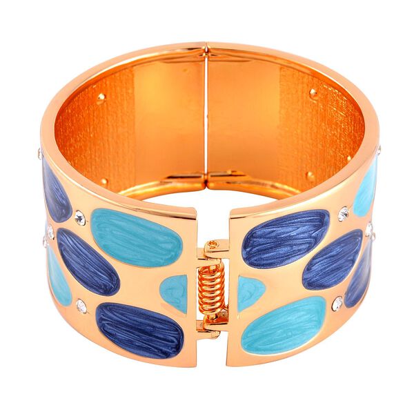 Emailliertes Pebble-Muster-Armreif, Wei&szlig;er Kristall, ca. 18 cm image number 4