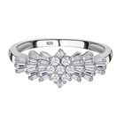 Moissanit Ballerina-Ring, 925 Silber rhodiniert (Größe 20.00) ca. 1.12 ct