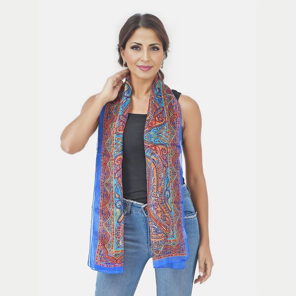 Bedruckter Seidenschal, Blaugr&uuml;n image number 3