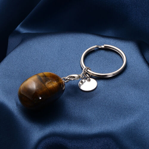 Gelber Tigerauge-Schlüsselanhänger, silberfarben ca. 78,50 ct image number 1