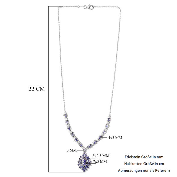 Tansanit Halskette ca. 45 cm lange 925 Silber platiniert 3.79 ct image number 6