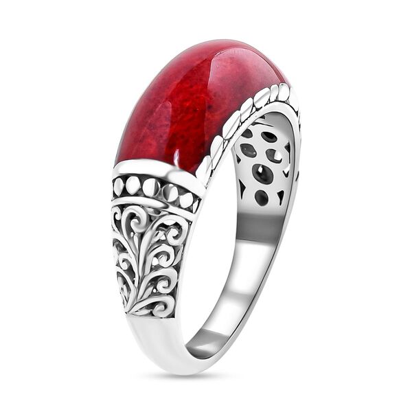 Royal Bali - Rote Koralle Ring, 925 Silber, (Gr&ouml;&szlig;e 17.00), ca. 4.00 ct image number 3