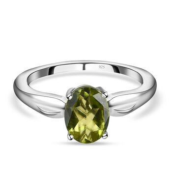 Nat&uuml;rlicher Peridot-Ring, 925 Silber platiniert (Gr&ouml;&szlig;e 21.00) ca. 1,25 ct