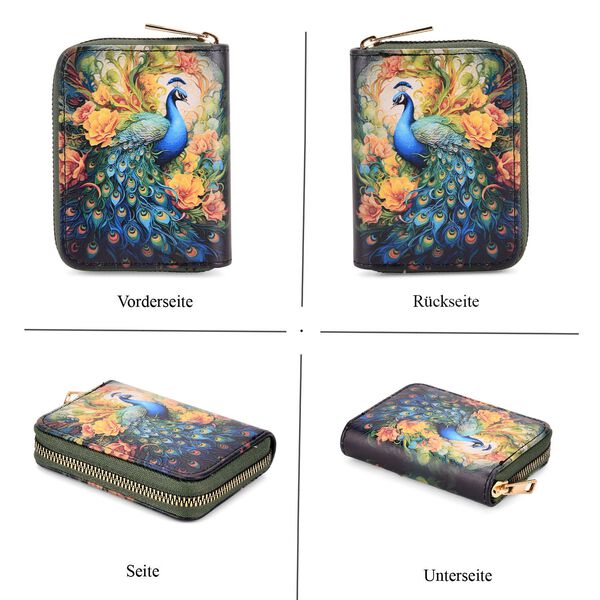 2-teiliges Geldbörsen-Set mit Pfauenmuster, 18x2,5x10 cm und 11x2,5x9 cm image number 6