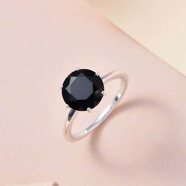Schwarzer Spinell Ring, 925 Silber,  (Gr&ouml;&szlig;e 16.00) ca. 3.31 ct image number 2