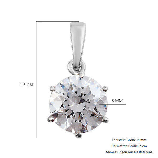 LUSTRO STELLA Hergestellt mit ZIRKONIA Solit&auml;r Anh&auml;nger 925 Silber Platin-&Uuml;berzug image number 6