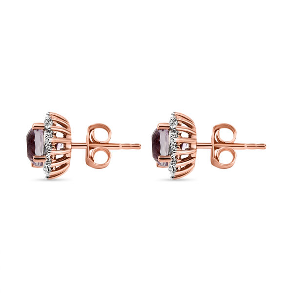 Kunzit und wei&szlig;e Zirkon Ohrringe, 925 Silber Ros&eacute;gold Vermeil ca. 2.70 ct image number 4