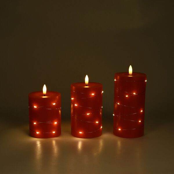 3er Set LED-Kerzen, rot image number 3