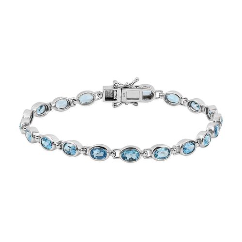 Schweizer Blautopas-Armband, ca. 20 cm, 925 Silber platiniert ca. 8,82 ct image number 0