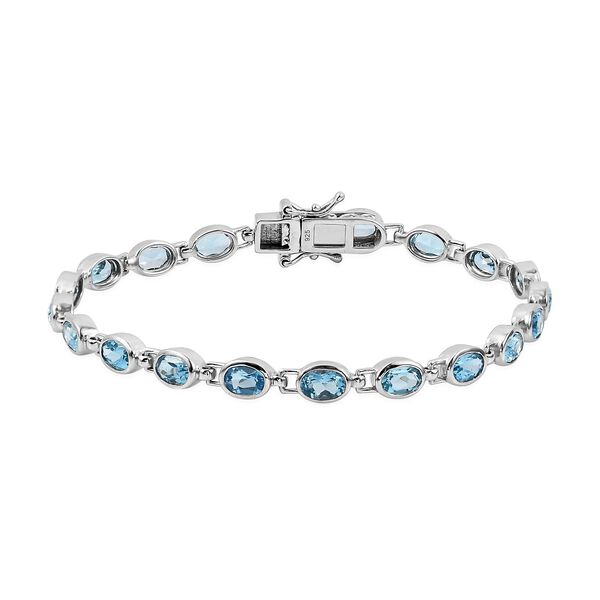 Schweizer Blautopas-Armband, ca. 20 cm, 925 Silber platiniert ca. 8,82 ct image number 0