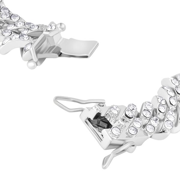 DESIGNER INSPIRIERT Weißer Kristall Armband ca. 19 cm, Silberfarben image number 4