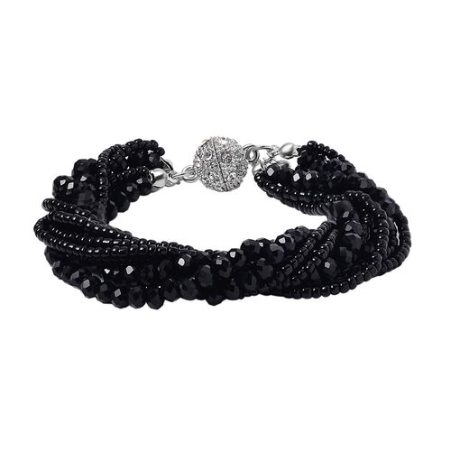 Schwarzes und weißes Kristall-Armband, 19cm - 62,50 ct. image number 0