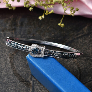 D'Joy Blauer Diamant Armreif ca. 19 cm 925 Silber Rhodiniert (10-15 Werktage Lieferzeit) ca. 0.99 ct