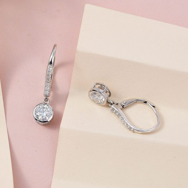 Moissanit Ohrringe, 925 Silber platiniert, ca. 1.70 ct image number 2