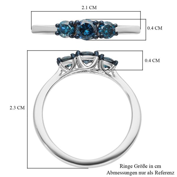 Blauer Diamant-Ring, 925 Silber platiniert  ca. 0,50 ct image number 6