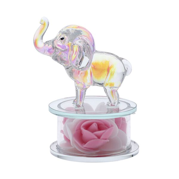The 5th Season - Dekorative Kristallglas-Elefantfigur auf Kristallrose, 12x8x10cm, Regenbogen image number 2