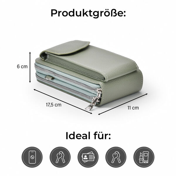 Crossbody Tasche mit RFID-Schutz, 11x6x17,5cm, Grün image number 5