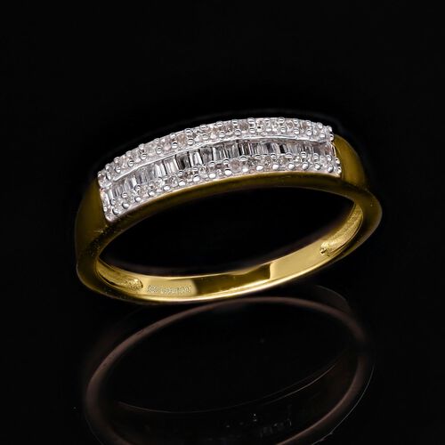 Lab Grown Diamant SI Ring 925 Silber 750 Gelbgold Vermeil (Größe 17.00) ca. 0,22 ct image number 1