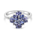 AA Tansanit Cluster Ring 925 Silber Platin-Überzug image number 0