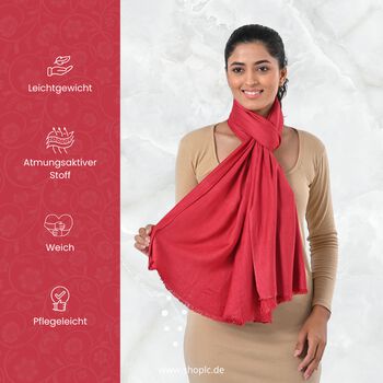 Reiner Viskose-Schal mit Fransen, 70x195cm, Fuchsia