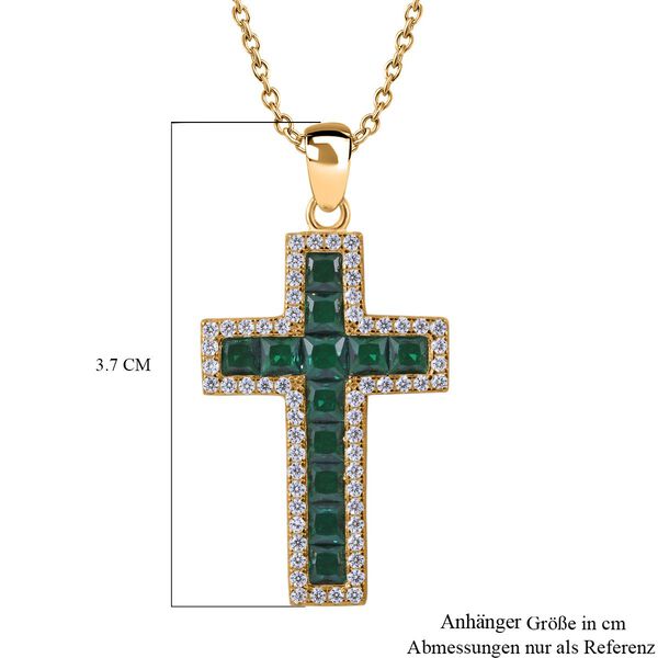 LUSTRO STELLA - Grüner Zirkonia Anhänger mit Kette, 925 Silber vergoldet ca. 2.78 ct image number 5