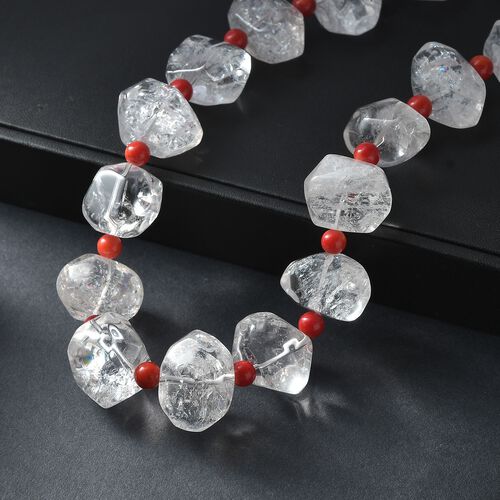 Kristall, Koralle Halskette ca. 50 cm Nickelfreies Messing platiniert 830.00 ct image number 1
