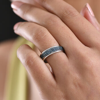 LUXURIANT DIAMOND - Lab Grown Blauer Diamant SI-GH SGL zertifiziert Ring 925 Silber rhodiniert (Gr&ouml;&szlig;e 18.00) ca. 1,00 ct