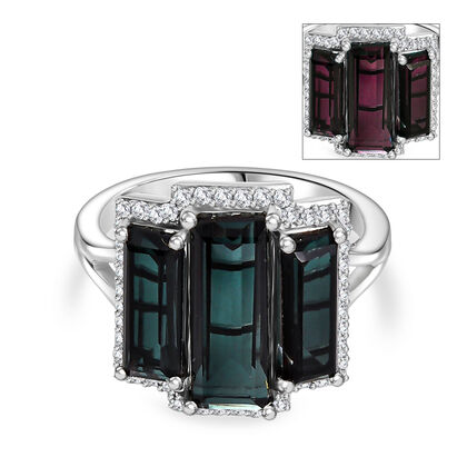 Farbwechsel Alexandrit-Quarz-Triplette Ring, 925 Silber rhodiniert (Gr&ouml;&szlig;e 19.00) ca. 5.10 ct