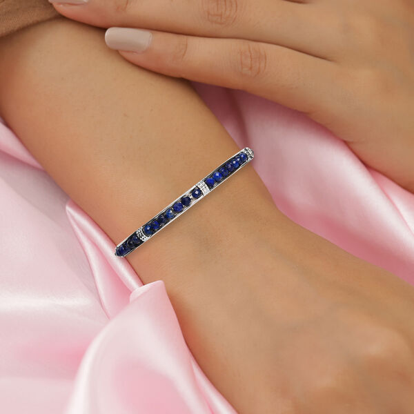 Lapislazuli-Armreif, 19 cm, Messing platiniert ca. 22,22 ct image number 3